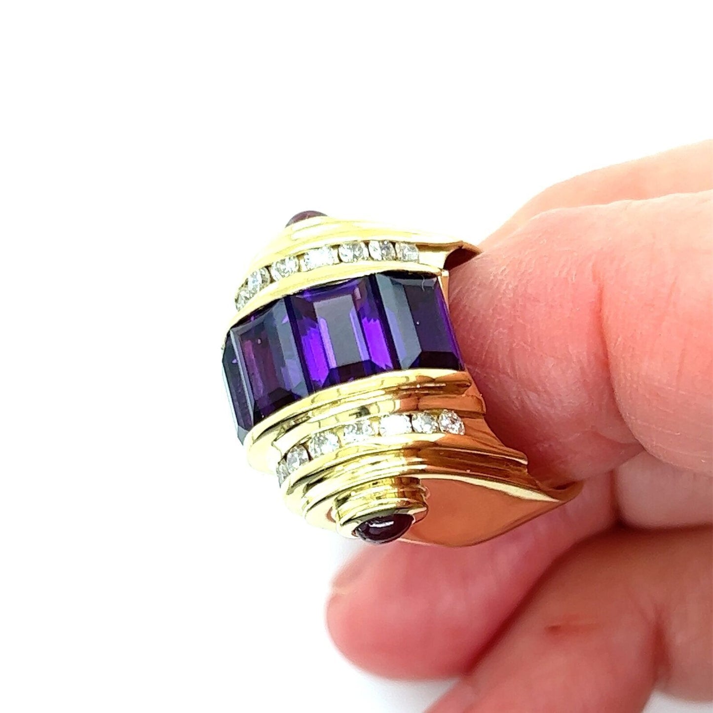 Lagos Diamond Amethyst 18k Yellow Gold Ring