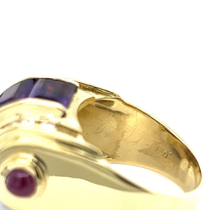 Lagos Diamond Amethyst 18k Yellow Gold Ring