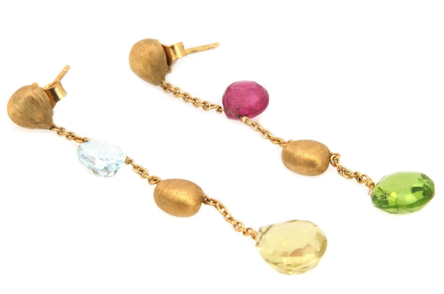 Marco Bicego Aruba Multi Color Gems 18k Gold Dangle Earrings