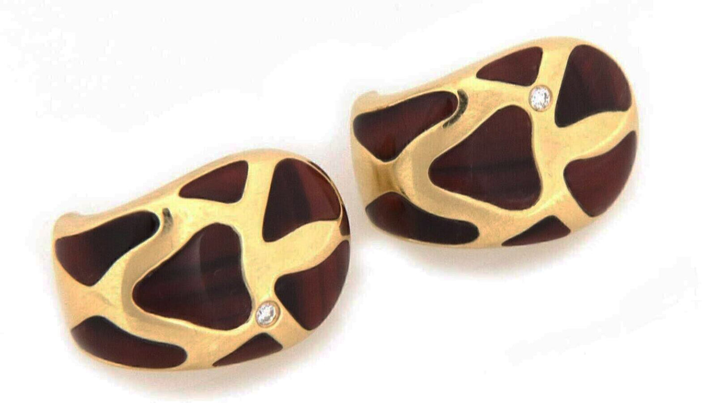 Roberto Coin Enamel Giraffe Anamalier 18k Yellow Gold Earrings