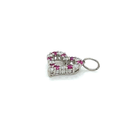 Tiffany & Co. Platinum Diamond Pink Sapphire Heart Charm Pendant