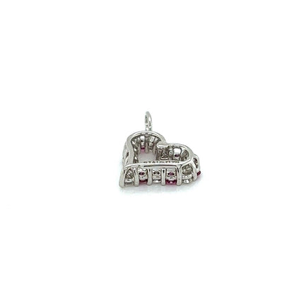 Tiffany & Co. Platinum Diamond Pink Sapphire Heart Charm Pendant