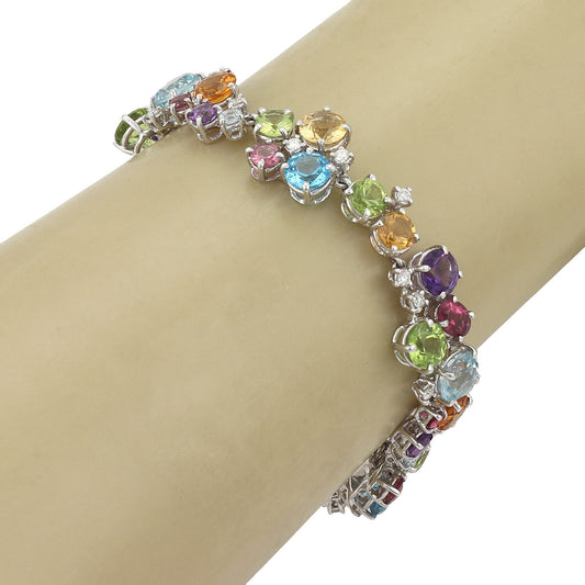Diamonds & Multicolor Gems 18k White Gold Bracelet | Bracelets | Bracelets, catalog, modern | Estate