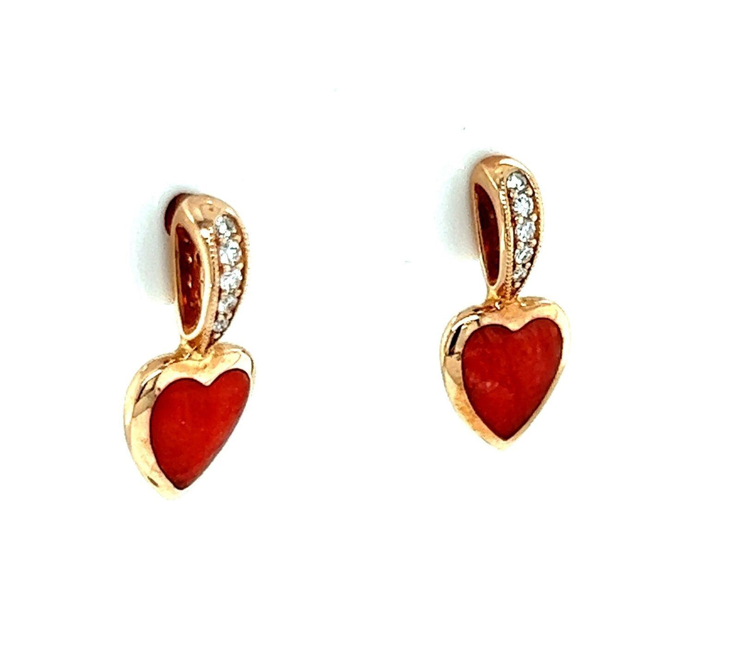 Kabana 14k Rose Gold Diamond Spiny Oyster Shell Heart Earrings