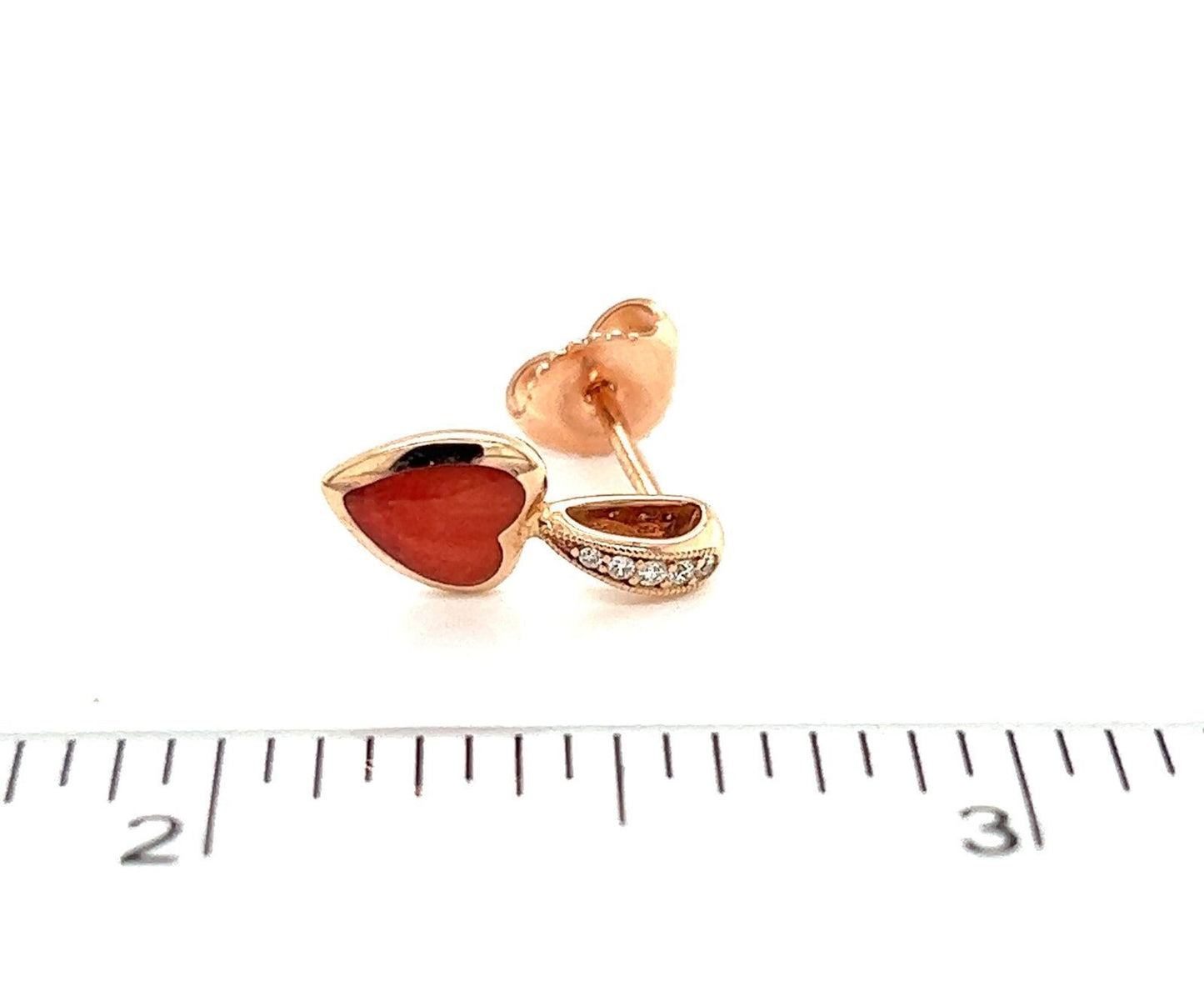 Kabana 14k Rose Gold Diamond Spiny Oyster Shell Heart Earrings