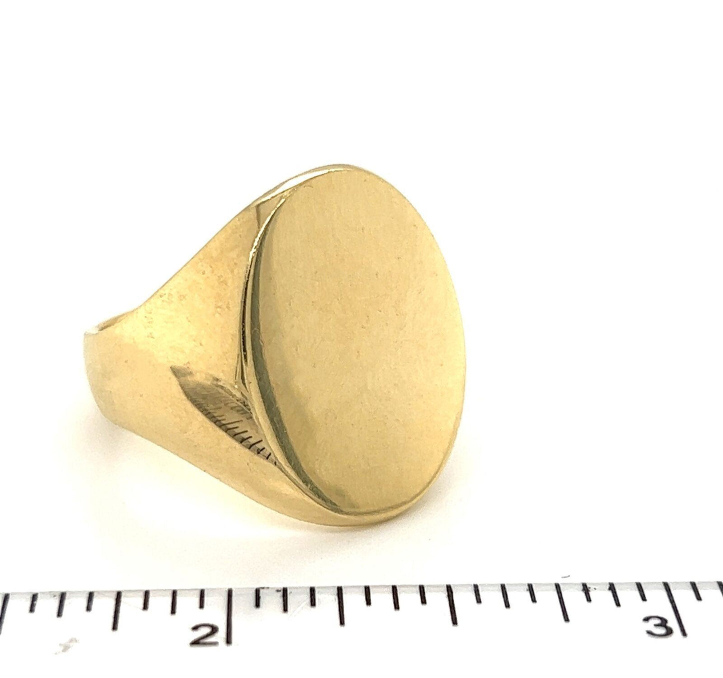 Flat Oval Top Signet 14k Yellow Gold Ring