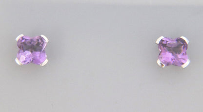 Mauboussin 3ct Flower Cut Amethyst Gemstone 18k White Gold Floral Stud Earrings