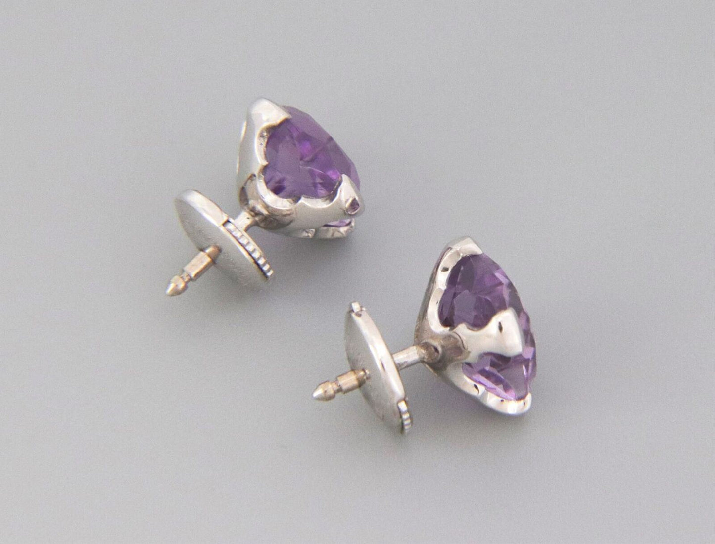 Mauboussin 3ct Flower Cut Amethyst Gemstone 18k White Gold Floral Stud Earrings