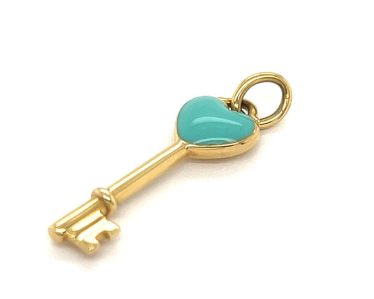 Tiffany & Co. Blue Enamel Heart Key Charm 18k Yellow Gold Pendant | Charms & Pendants | catalog, Charms, Designer Jewelry, Pendants, Tiffany & Co. | Tiffany & Co.