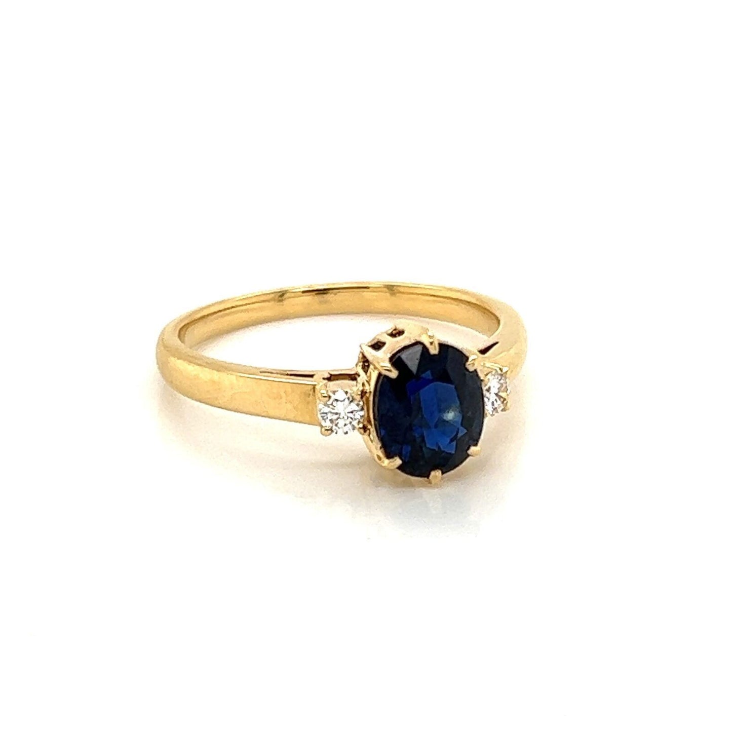 Mikimoto Diamond Sapphire 18k Yellow Gold Ring