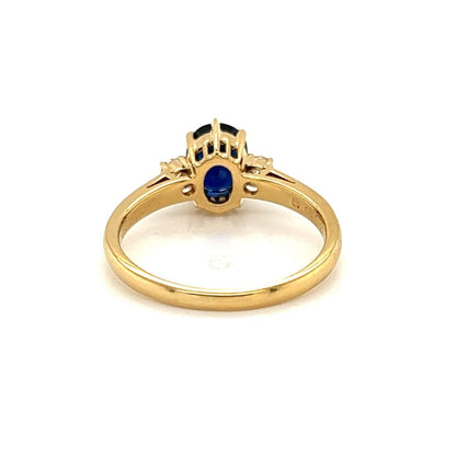 Mikimoto Diamond Sapphire 18k Yellow Gold Ring