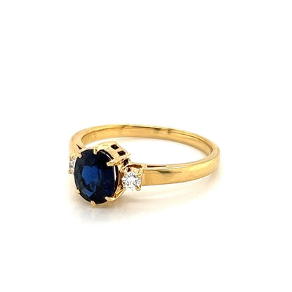 Mikimoto Diamond Sapphire 18k Yellow Gold Ring