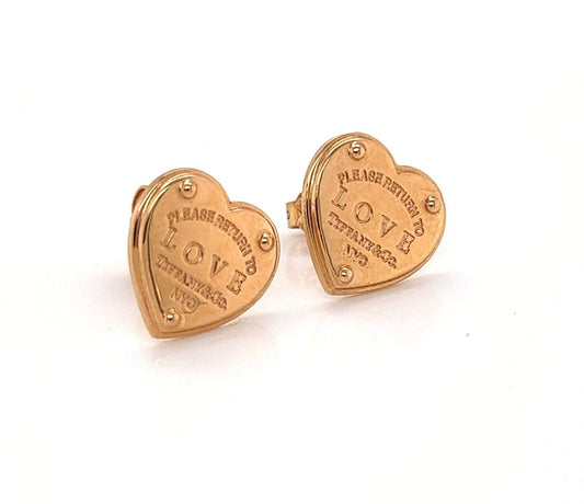 Tiffany & Co. Please Return 18k Rose Gold LOVE Heart Stud Earrings | Earrings | catalog, Designer Jewelry, Earrings, Tiffany & Co. | Tiffany & Co.