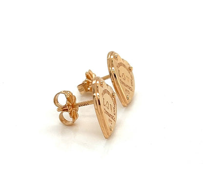 Tiffany & Co. Please Return 18k Rose Gold LOVE Heart Stud Earrings