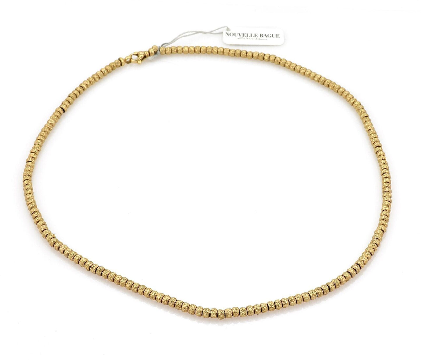 Nouvelle Bague Hammered 18k Yellow Gold Beaded Chain Necklace