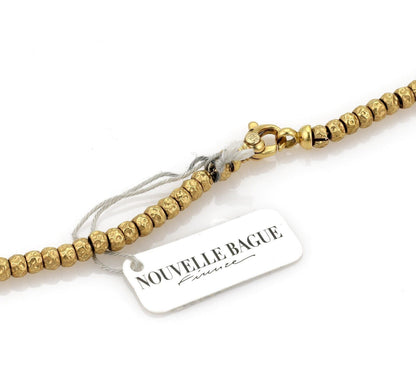 Nouvelle Bague Hammered 18k Yellow Gold Beaded Chain Necklace