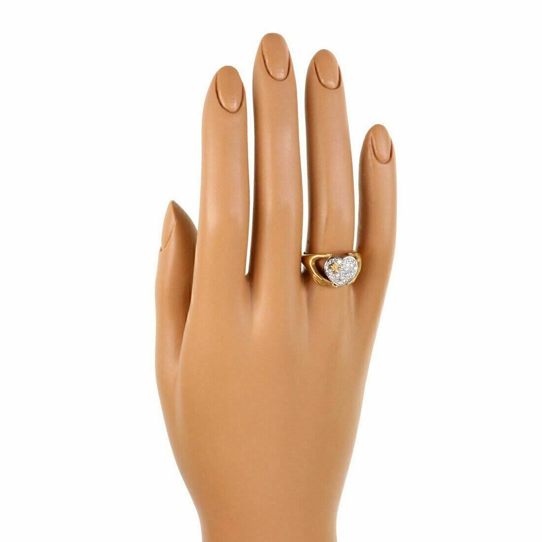 Carrera y Carrera Diamond 18k Two Tone Gold Heart Butterfly Hand Ring