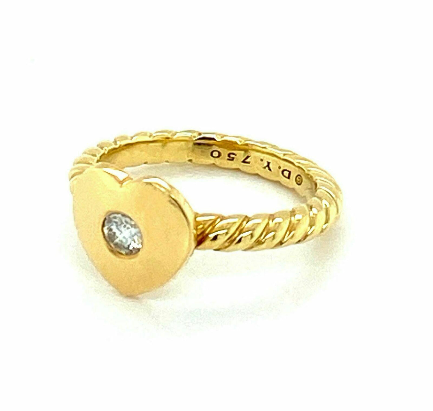 David Yurman Diamond 18k Yellow Gold Heart Cable Ring