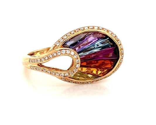 Bellarri Diamond Multicolor Gems 18k Rose Gold Cocktail Ring | Rings | Bellarri, catalog, Rings | Bellarri