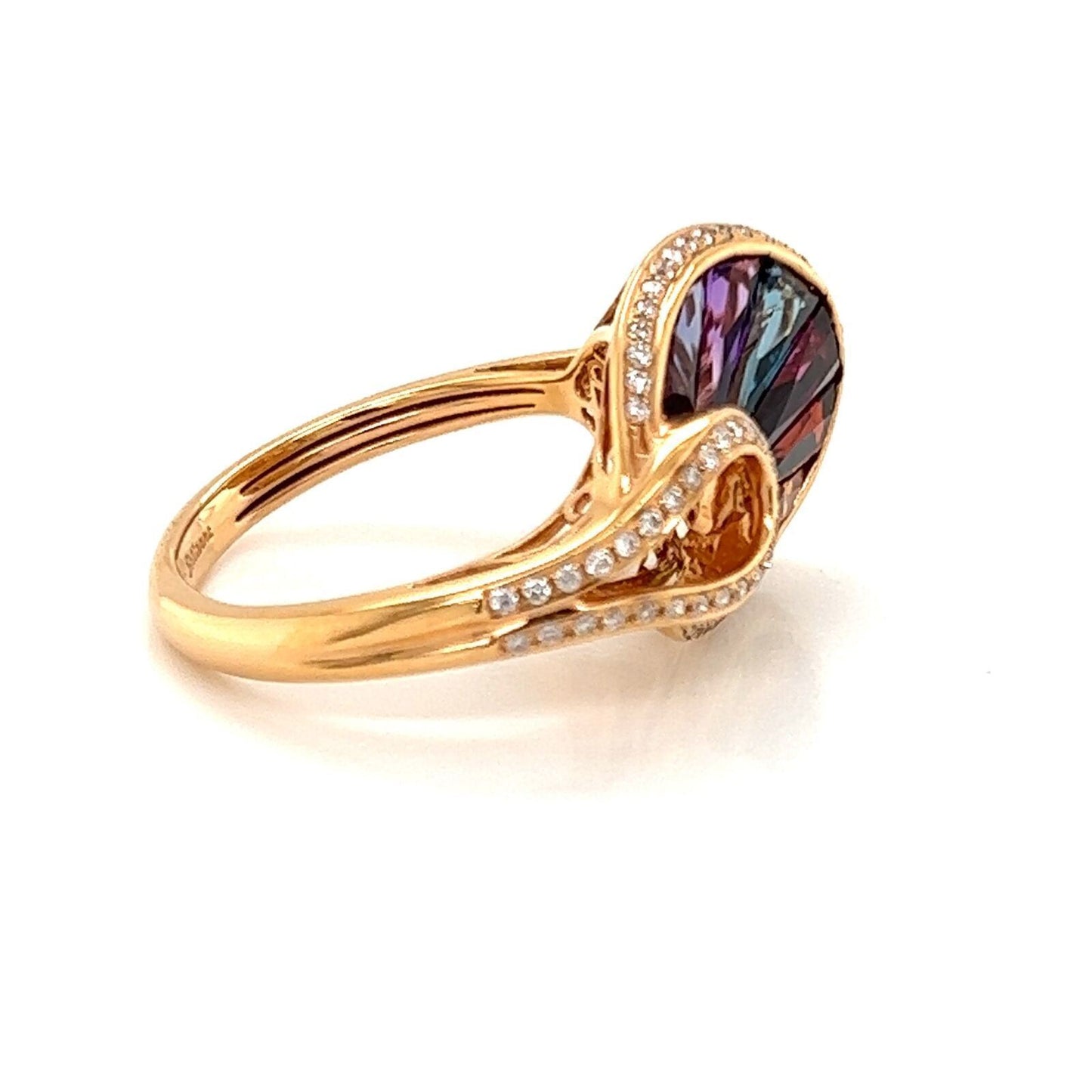 Bellarri Diamond Multicolor Gems 18k Rose Gold Cocktail Ring