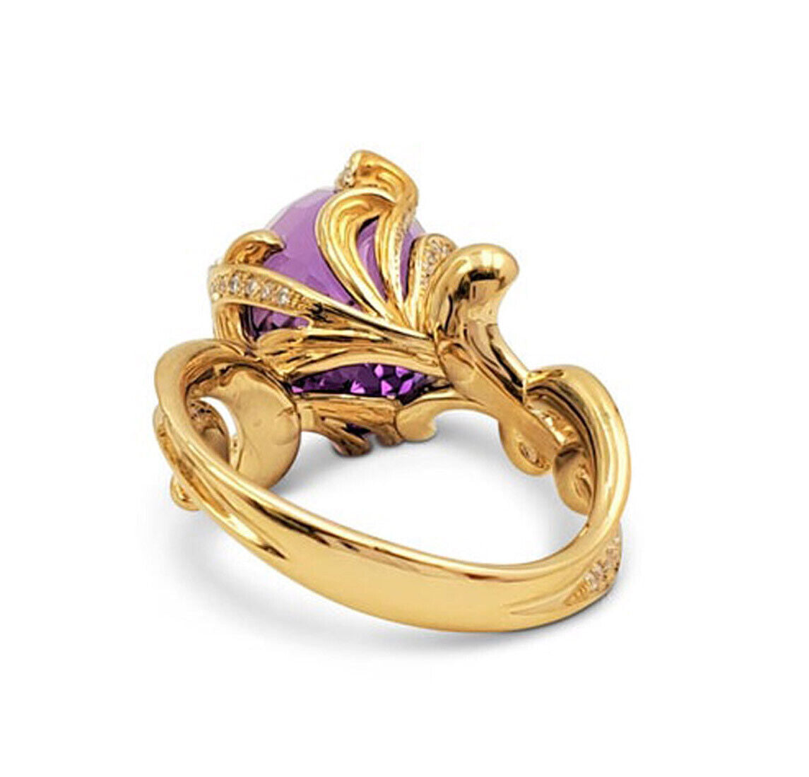 Carrera y Carrera Origin Diamond Amethyst 18k Yellow Gold Flower Ring