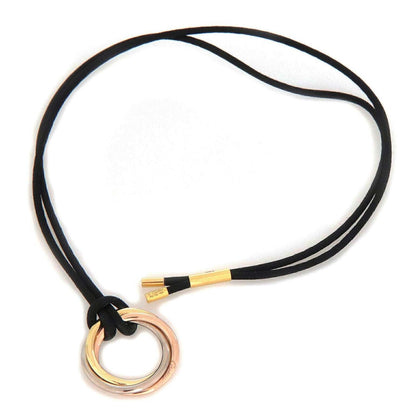 Cartier Trinity 18k Tri color Gold Pendant Necklace on Black Cord w/Cert