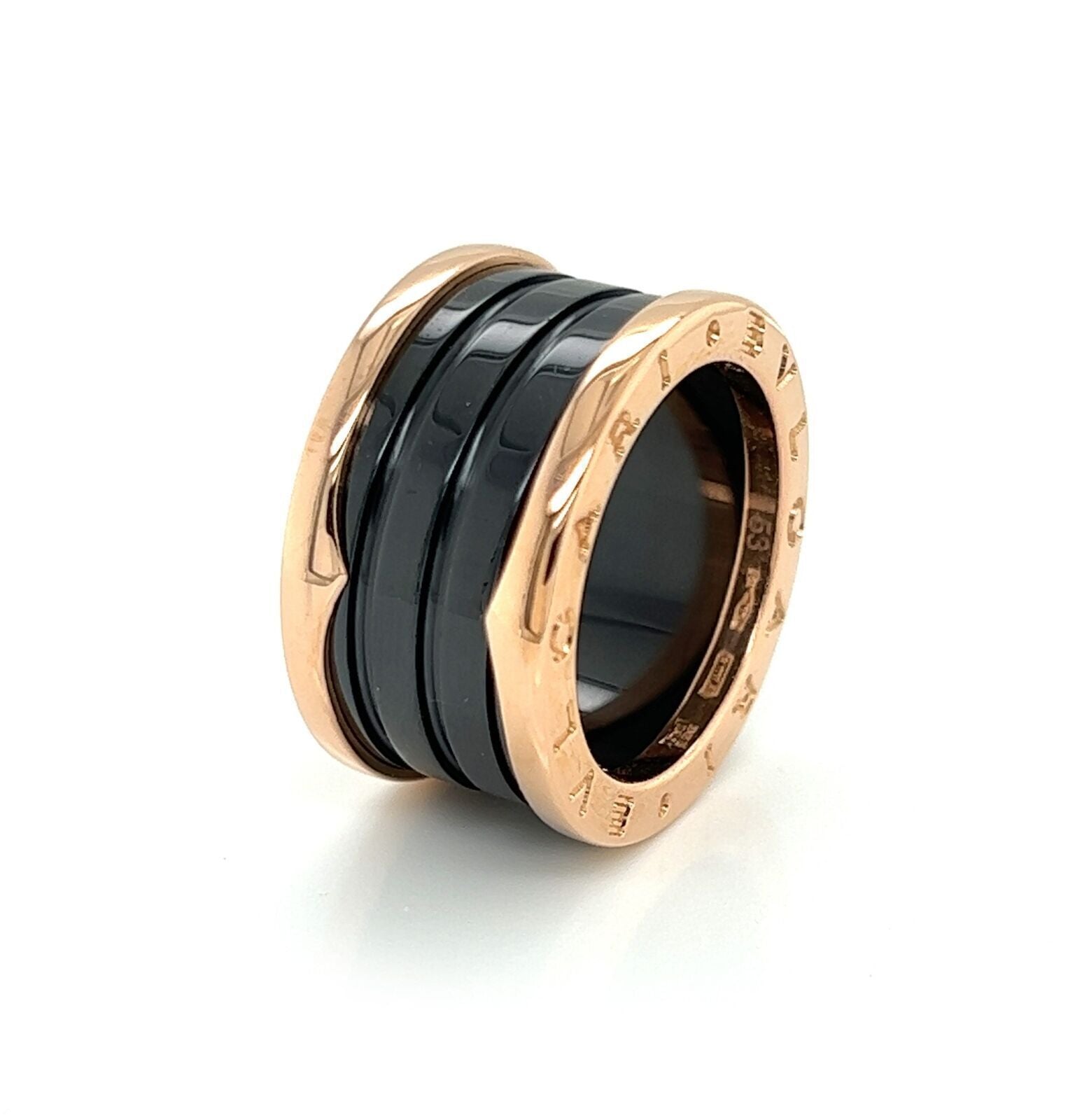 Bvlgari B.zero1 Four-Band Ring in 18k Rose Gold & Black Ceramic | Rings | bands, Bvlgari, catalog, Designer Jewelry, Rings | Bvlgari