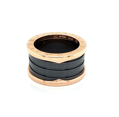 Bvlgari B.zero1 Four-Band Ring in 18k Rose Gold & Black Ceramic