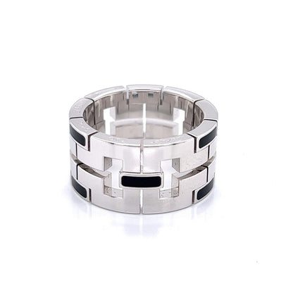 Cartier Le Baiser Dragon Black Enamel 18k White Gold Ring - Size 7