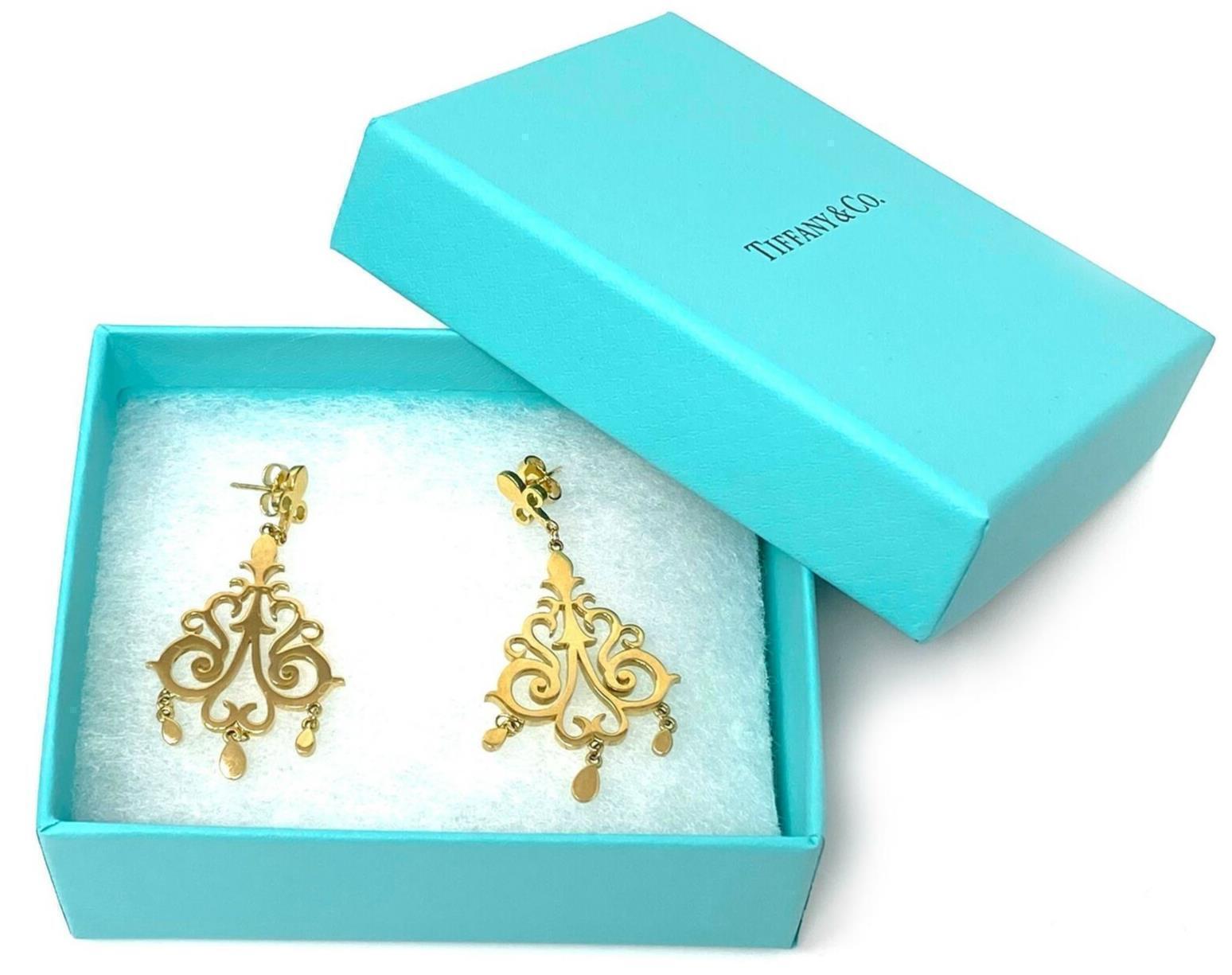 Tiffany Co. Enchant Dangle Chandelier 18k Yellow Gold Earrings Jewels by Joy
