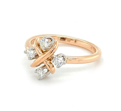 Tiffany & Co. Schlumberger Platinum 18k Rose Gold Diamond Ring