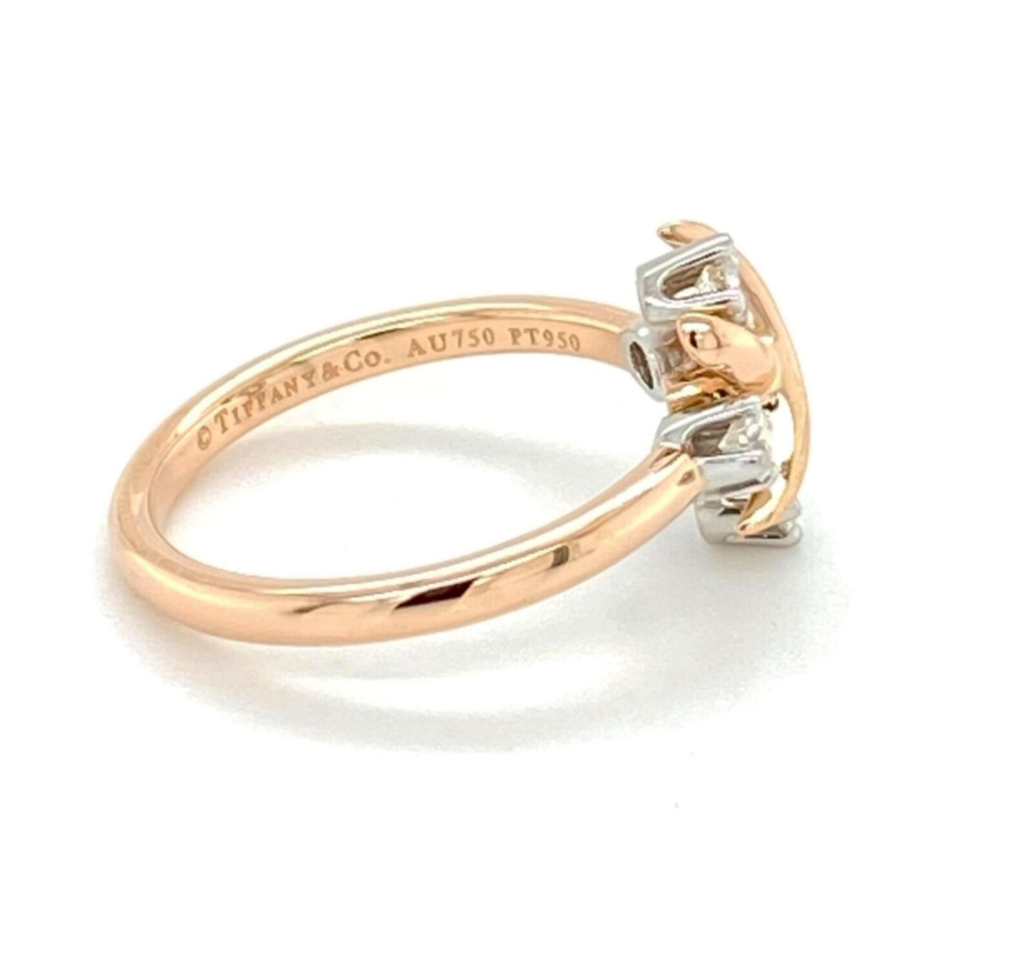 Tiffany & Co. Schlumberger Platinum 18k Rose Gold Diamond Ring