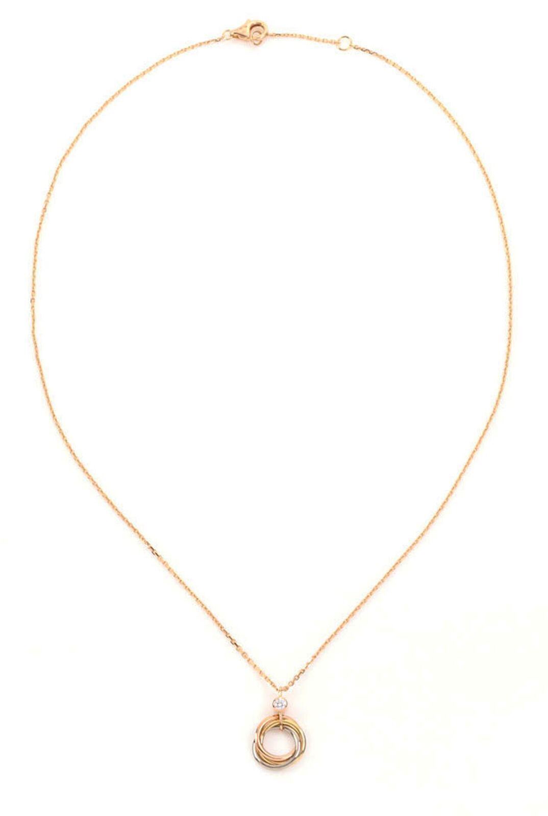 Cartier 18k Tri Gold Diamond Trinity Pendant Necklace
