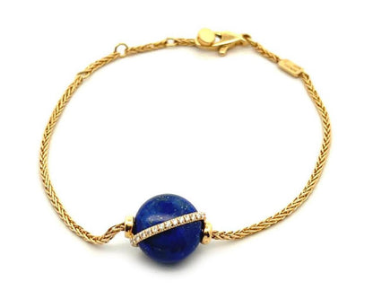 Fred of Paris 18k Yellow Gold Diamond Lapis Baie De Anges Bracelet