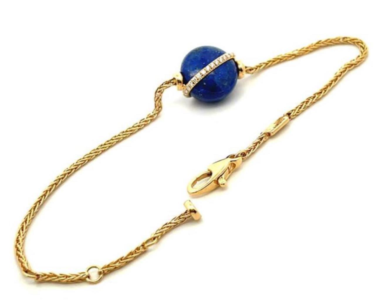 Fred of Paris 18k Yellow Gold Diamond Lapis Baie De Anges Bracelet