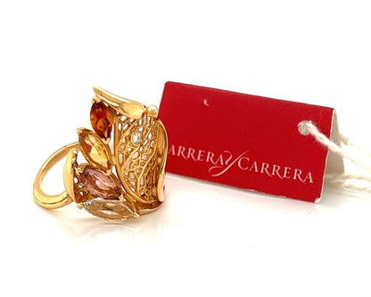Carrera y Carrera 18k Rose Gold  Multi Gem & Diamond Ring