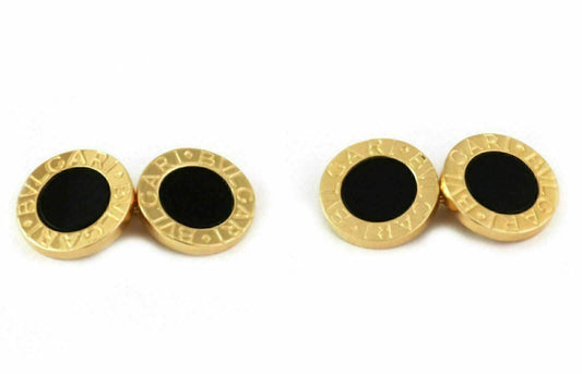 Bvlgari Onyx 18k Yellow Gold Double Circle Chain Cufflinks | cufflinks | Bvlgari, catalog, cufflinks, Designer Jewelry | Bvlgari
