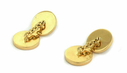 Bvlgari Onyx 18k Yellow Gold Double Circle Chain Cufflinks