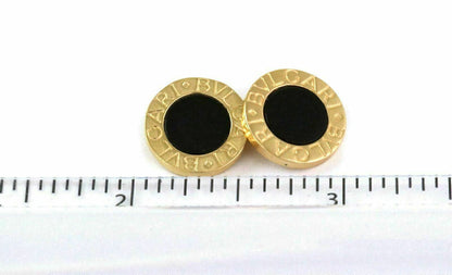 Bvlgari Onyx 18k Yellow Gold Double Circle Chain Cufflinks