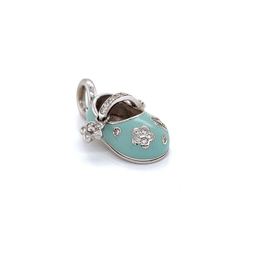 Aaron Basha 18k White Gold Diamond Enamel Shoe Charm Pendant | Charms & Pendants | Aaron Basha, catalog, Charms, Designer Jewelry, Pendants | Aaron Basha
