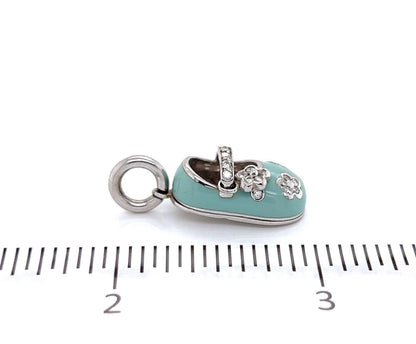  White Gold Diamond Enamel Shoe Charm Pendant