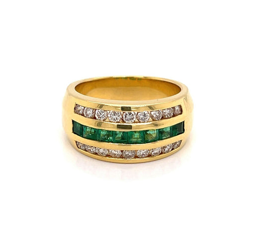 Craig Drake Diamond & Emerald 18k Yellow Gold Band Ring | Rings | bands, catalog, Craig Drake, Designer Jewelry, Rings | Craig Drake