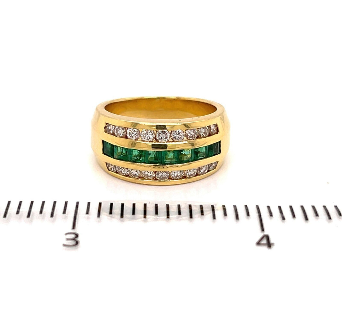 Craig Drake Diamond & Emerald 18k Yellow Gold Band Ring