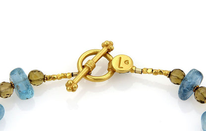 Laura Gibson 22k Gold & Multi-Color Beaded Cluster Gemstone Toggle Bracelet