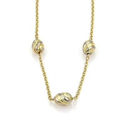 Gold Triple Oval Swirl Charm Chain Necklace