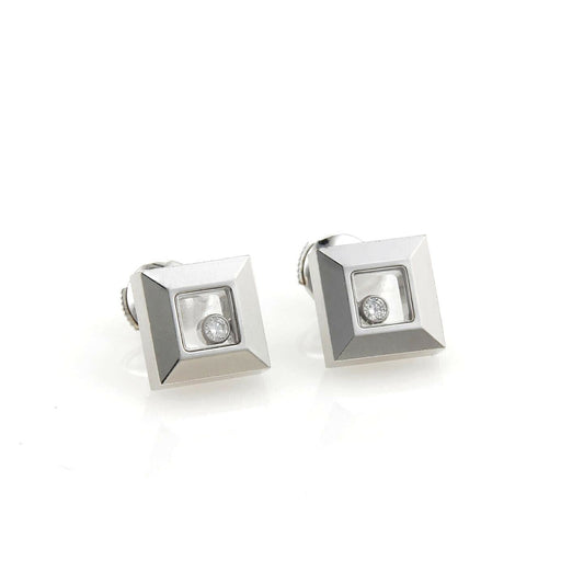 Chopard Happy Diamond 18k White Gold Square Stud Earrings | Earrings | catalog, chopard, Designer Jewelry, Earrings | Chopard