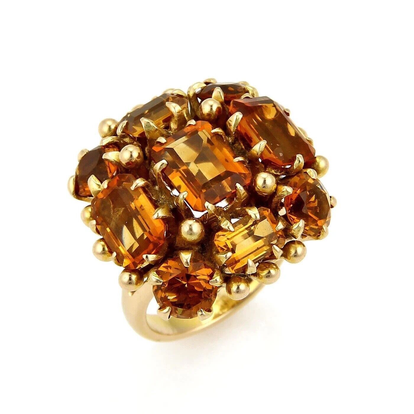 Square Citrine 14k Yellow Gold Cluster Ring | Rings | catalog, Estate, Rings, Vintage | Estate