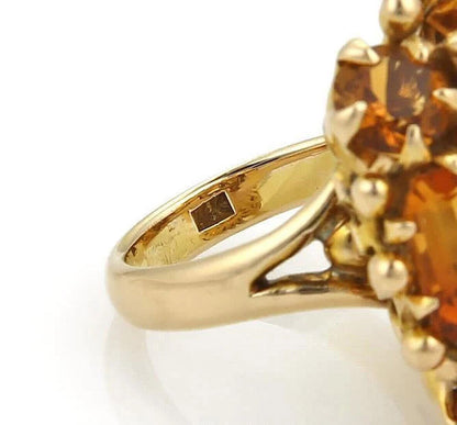 Square Citrine 14k Yellow Gold Cluster Ring