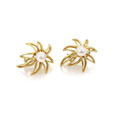 Tiffany & Co. Fireworks Pearls 18k Yellow Gold Post Clip Earrings | Bracelets | catalog, Designer Jewelry, Earrings, Pearls, Tiffany & Co. | Tiffany & Co.