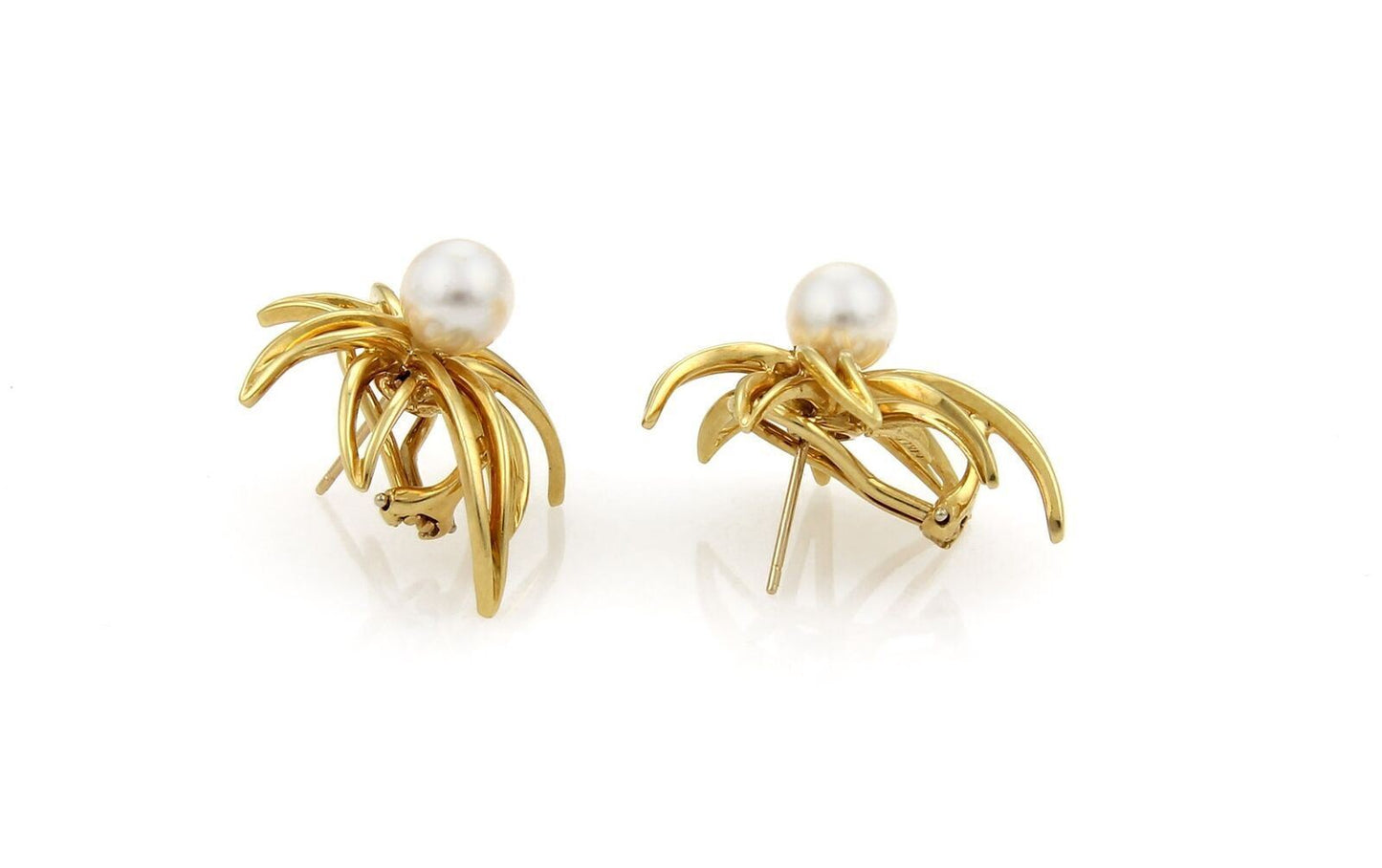 Tiffany & Co. Fireworks Pearls 18k Yellow Gold Post Clip Earrings